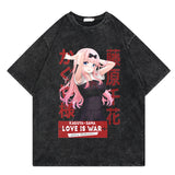 Washed retro T-shirt street print graphic casual cotton summer short sleeves