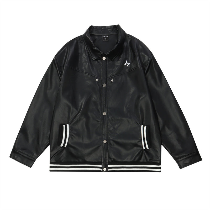 Men Jacket Coat Men's Autumn Loose Embroidery Casual Motorcycle Jacket