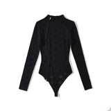 Women Sweater Knitwear Turtleneck Hollow out Diamond Lattice Jumpsuit Women's Autumn Stretch Slim Fit Base Long Sleeve Knitted T-shirt