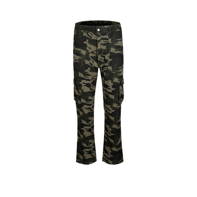 MIJKO Men Vintage Pants MIJKO Tooling Multi-Pocket Trousers Micro-pull Pants Foot Casual Pants