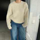 Women Winter Knitted Sweater round Neck Sweater Winter Cross Knitted Loose-Fitting Long Sleeve Sweater 1t2303