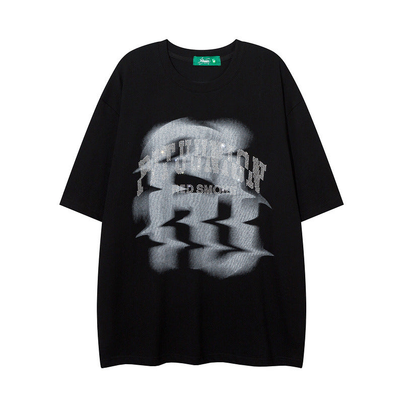 Men T Shirt Graffiti Rhinestone Couple T-shirt