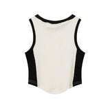 Women Vest Vintage Vintage Printing Color Contrast Sleeveless T-shirt