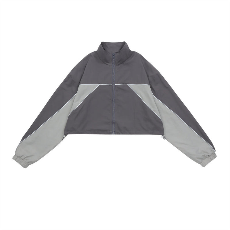 Women Jacket Autumn Leisure High Waist Short Long Sleeve Tooling Coat