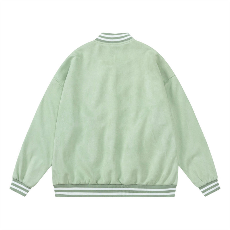 Men Jacket Coat Embroidered Baseball Uniform Jacket Men's Autumn and Winter Loose Stand Collar Coat