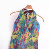 Women Dresses Summer V-neck Hip Dress Backless Sexy Skirt (Xds0414)