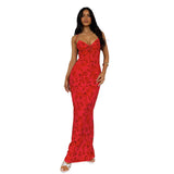 Women Dresses Summer Slim Fit Dress Sexy Print Backless Slip Dress