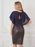 Women Evening Gown Sexy Strap Chiffon Sequins Dress