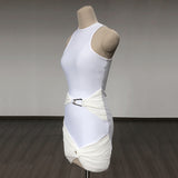 Women's Evening Dress round Neck Sleeveless Voile Slim Dress Bandage One-Piece Dress