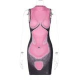 Women Dresses Winter Slim round Neck Sleeveless Sheath Dress