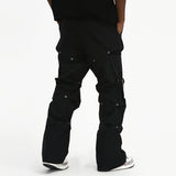 Men Sweatpants Multi-Level Pleats Loose Casual Trousers