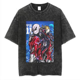 Anime cartoon dragon ball vintage wash print short sleeve t-shirt