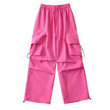 Women Sweatpants Autumn Three-Dimensional Pocket Overalls Loose Tappered Trousers