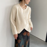 Women Cardigan Sweater Double Breasted Vintage Autumn Cardigan Long Sleeve Sweater Coat Q730