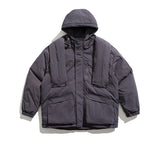 Unisex Winter Cotton Coat Three-Dimensional Pocket Decorative Hooded down Jacket