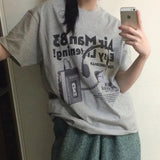 Women Earphone Print Y2k Aesthetic T Shirt Oversized