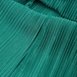 Women Dress Autumn and Winter Green Pleated Dress