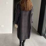 Women Cardigan Sweater Lapel Tassel Thick Coat Autumn and Winter Loose-Fitting Long Sleeve Sweater W2360
