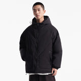 Unisex Winter Cotton Coat Winter Solid Color Pocket Decorative Hooded down Jacket