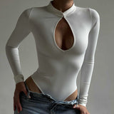 Women Jumpsuit Spring Sexy Turtleneck Hollow-out Long Sleeve Jumpsuit
