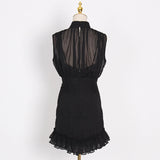Women Dresses Summer Stand Collar Chiffon Dress Hip Skirt (Qymy0409)
