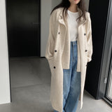 Women Cardigan Sweater Autumn and Winter Woolen Coat Two-Piece Vest Set Double Breasted Turn-down Collar Coat A3387