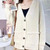Women Knitwear Autumn and Winter V-neck Sweater Loose Knitted Cardigan