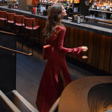 Women Dresses Backless Long Sleeves Dress Fall Slim Fit Long Dress