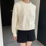 Women Winter Knitted Sweater Crew Neck Thick Sweater Autumn and Winter Leisure Loose-Fitting Long Sleeve Sweater X3058