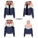 Women Trench Coat Women's Thin Trench Coat Women's Spring and Autumn Hooded Jacket Women's Outdoor Raincoat Color Matching Drawstring Coat