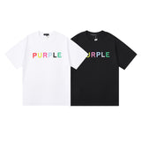 Purple Brand T Shirts Spring/Summer Color Printed Hip Hop Men's and Women's Casual Short-Sleeved T-shirt