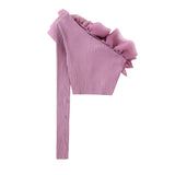 Women Sweater Knitwear Autumn One-Shoulder Slim-Fit Short Sweater