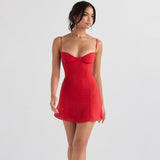 Women Dresses Short Skirt Spring and Summer Leisure Sexy Slim Strap Dress (Bla0420)