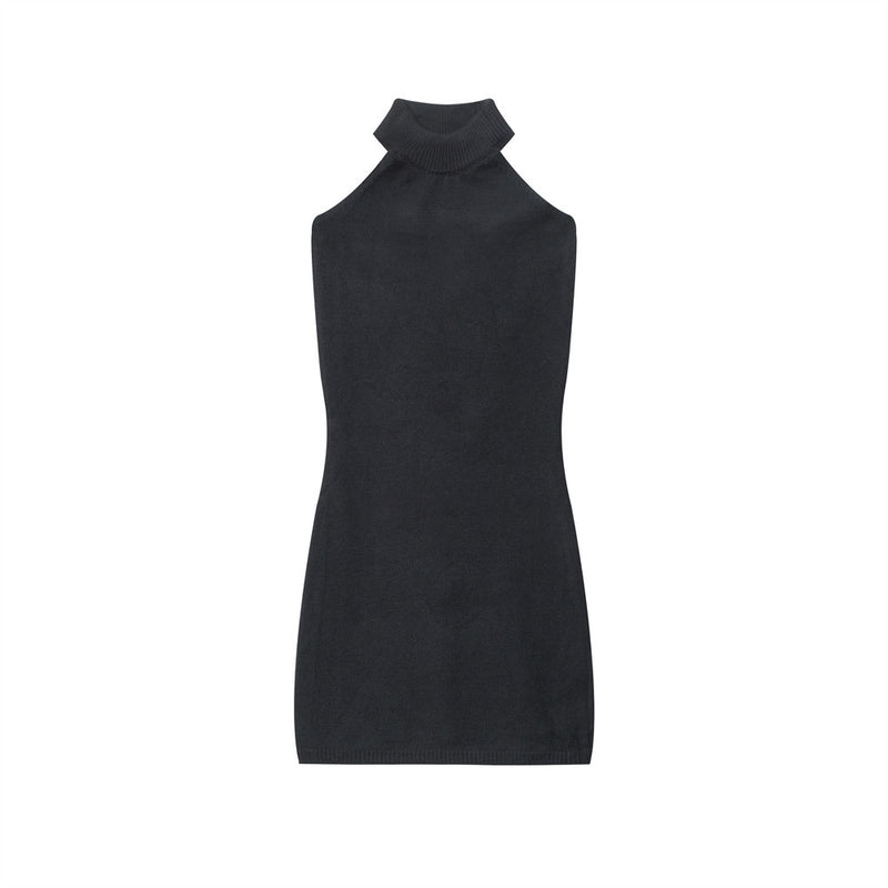 Women Dresses Solid Color Turtleneck Knitting Dress