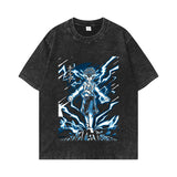 Retro washed old cotton t-shirt men's ONE PIECE loose short sleeves