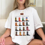 Western Country Women T-Shirts Cowboy Boots Printed Retro