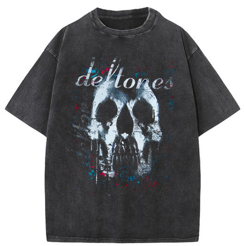 Men Gothic Letter Dog Printed T-Shirt Hip Hop Streetwear