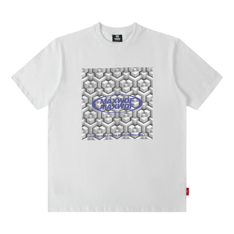 Men T Shirt Hip Hop Print Short Sleeve T-shirt Loose Couple Casual T-shirt