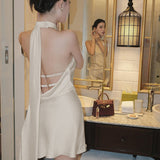 Women Dresses Summer Slim Fit Skirt Socialite Style Sexy Backless Short Dress