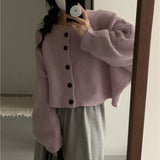 Women Knitwear Autumn and Winter round Neck Sweater Loose Knitted Cardigan