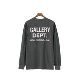 Gallery Dept T Shitrs Vintage Letter Print round Neck Long Sleeve T-shirt