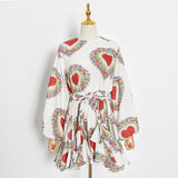 Women Dresses Spring Retro round-Neck Long-Sleeved Dress Short Skirt (Qymy0409)