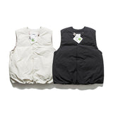 Unisex Winter Cotton Coat Collarless down Vest Retro Warm Sleeveless Top