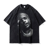 Asap Rocky T Shirts Washed Vintage Hip Hop Short Sleeve Print