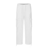 Men Sweatpants Multi-Pocket Slacks Loose Straight Wide Leg Pants