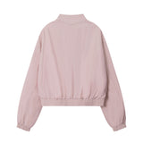 Women Jacket Striped Color Stitching Stand-Collar Jacket Autumn Casual Loose Jacket