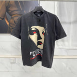 Mens T-shirts Saint Michael PSYCHOTIC print vintage wash