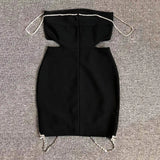 Women's Evening Dress Hollow Chain Dress Hip Skirt Backless Bodysuit