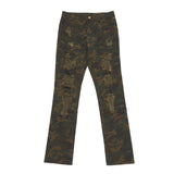 Men Sweatpants Camouflage Hole & Patch Straight-Leg Pants Trousers