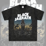 Mens Vintage Rock Band T-Shirt BLACK SABBATH Metal Rock Band Old Print Short Sleeve T-Shirt Loose